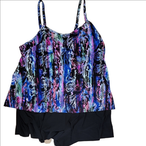 Trimshaper Farrah Multicolor Women's Swim Suit With Over Dress Size 24W NWT